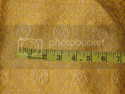 SILK BROCADE FABRIC Yellow &amp; Metallic Gold colour 44" wide BRO192[4]