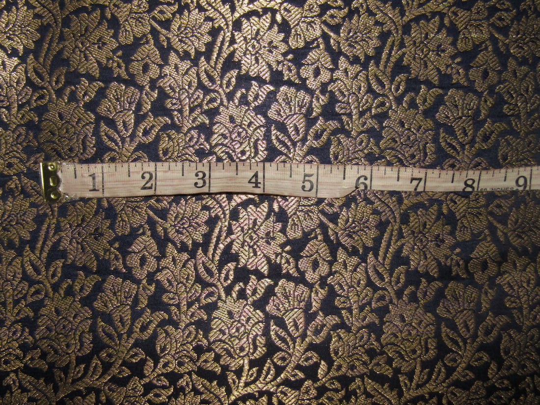 Silk Brocade fabric navy blue color 44" wide BRO705[3]