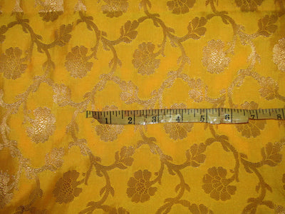 Silk Brocade fabric yellow x metallic gold 44&quot;