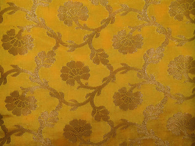 Silk Brocade fabric yellow x metallic gold 44&quot;