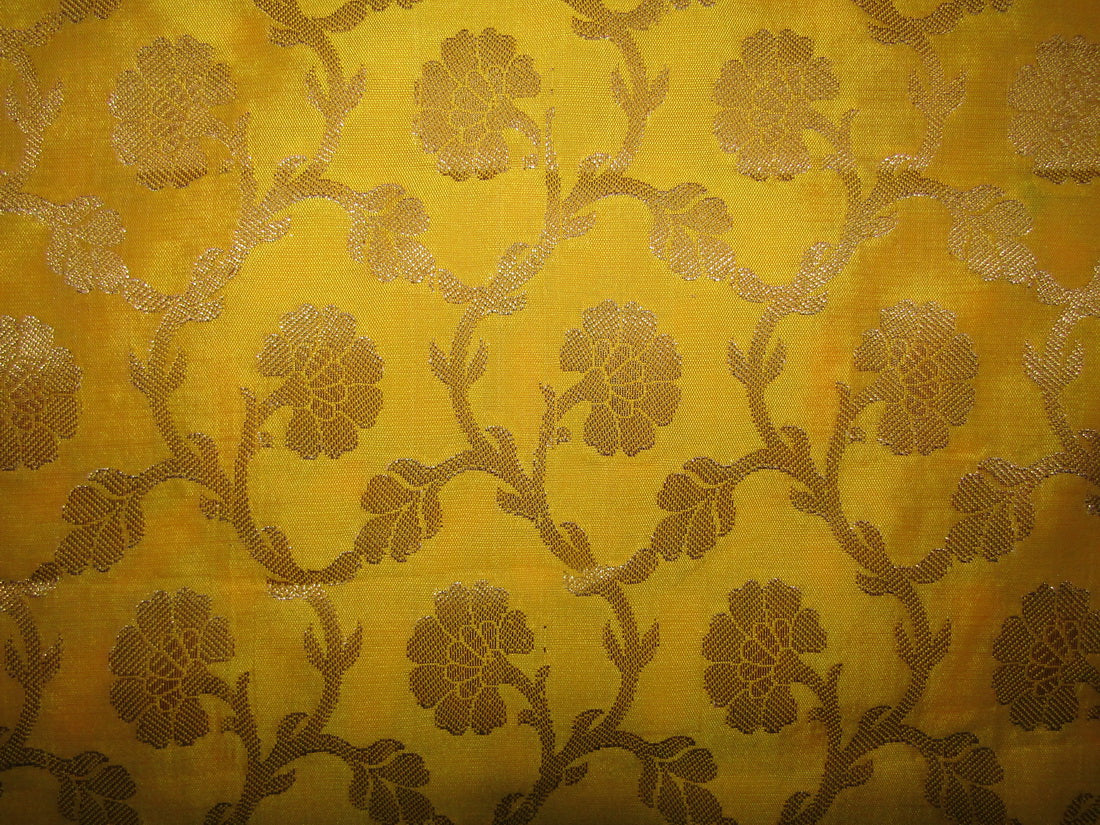 Brocade fabric yellow x metallic gold color 44" wide BRO756 A[2]