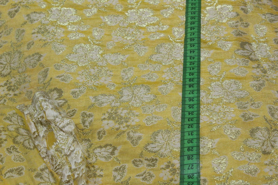 Brocade Fabric Yellow x metallic gold 44" wide BRO667[3]