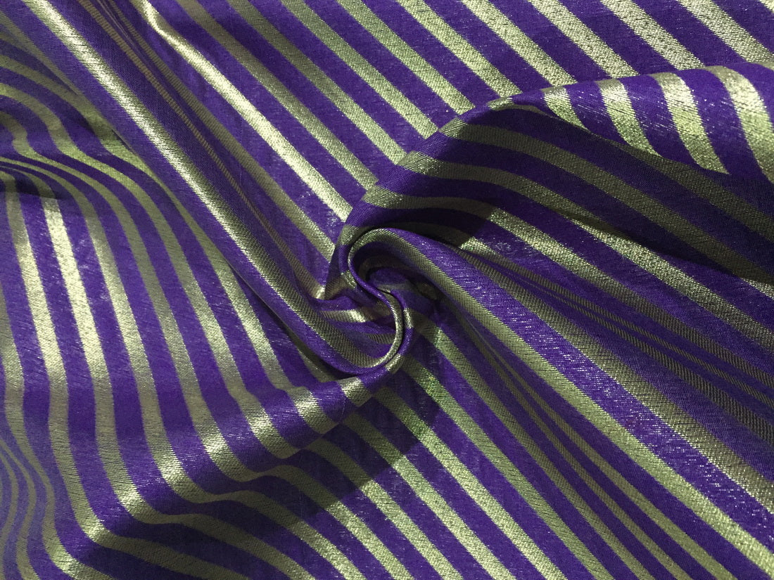 Silk Brocade fabric PURPLE AND GOLD stripe color 44" wide BRO733[1]