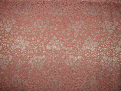 Brocade fabric peach,pink x metallic gold color 44" wide BRO763[1]