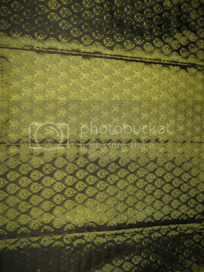 Silk Brocade fabric Mehendi Green &amp; Black color 44" wide BRO187[5]