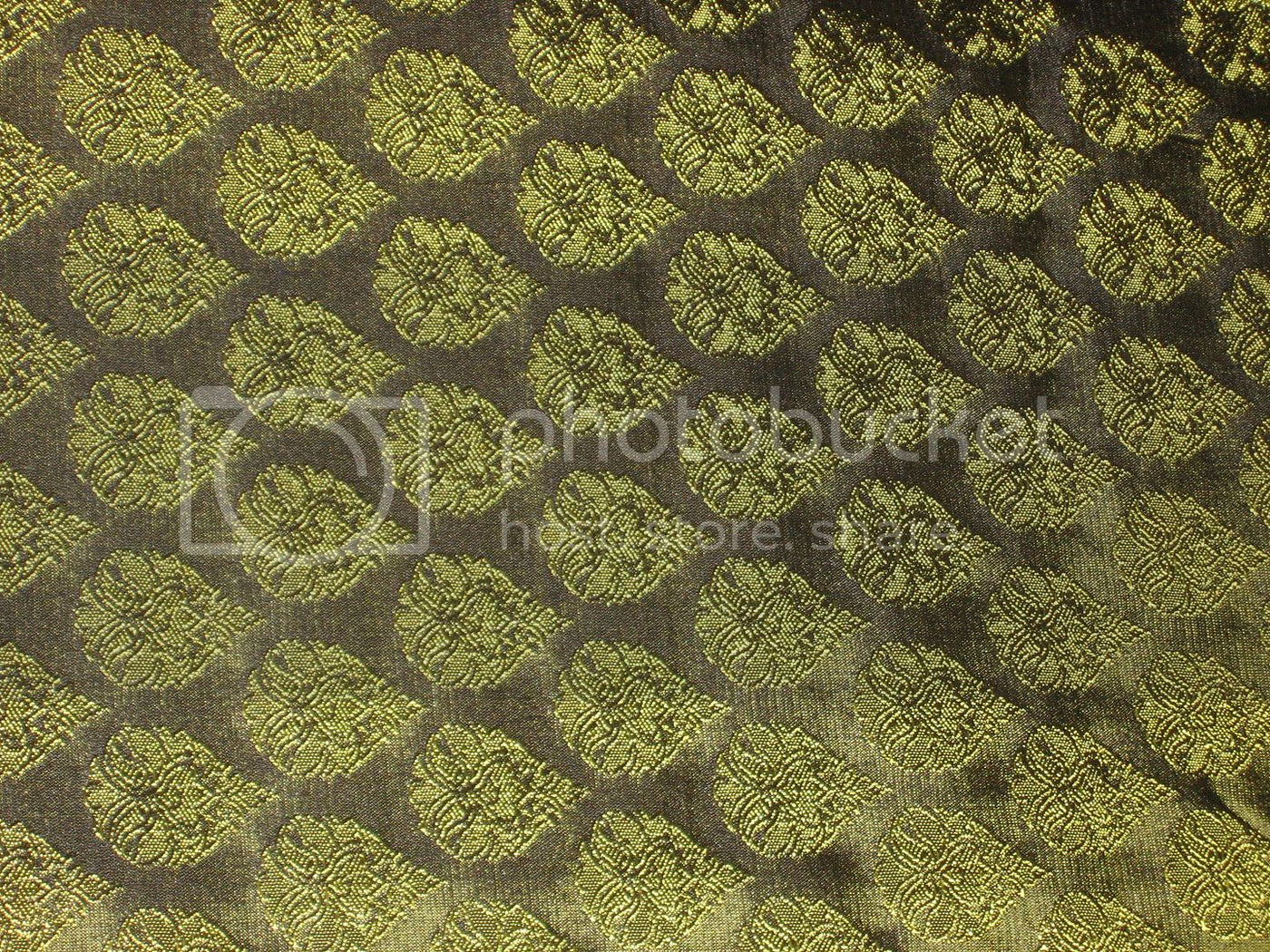 Silk Brocade fabric Mehendi Green &amp; Black color 44" wide BRO187[5]