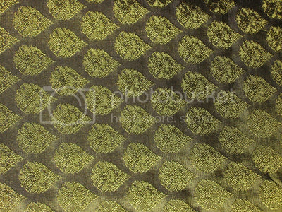 Silk Brocade fabric Mehendi Green &amp; Black color 44" wide BRO187[5]