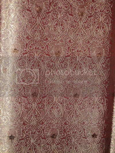 Silk Brocade fabric Gold,Bronze metallic &amp; Antique Rose color [BRO198[4]