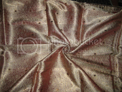 Silk Brocade fabric Gold,Bronze metallic &amp; Antique Rose color [BRO198[4]