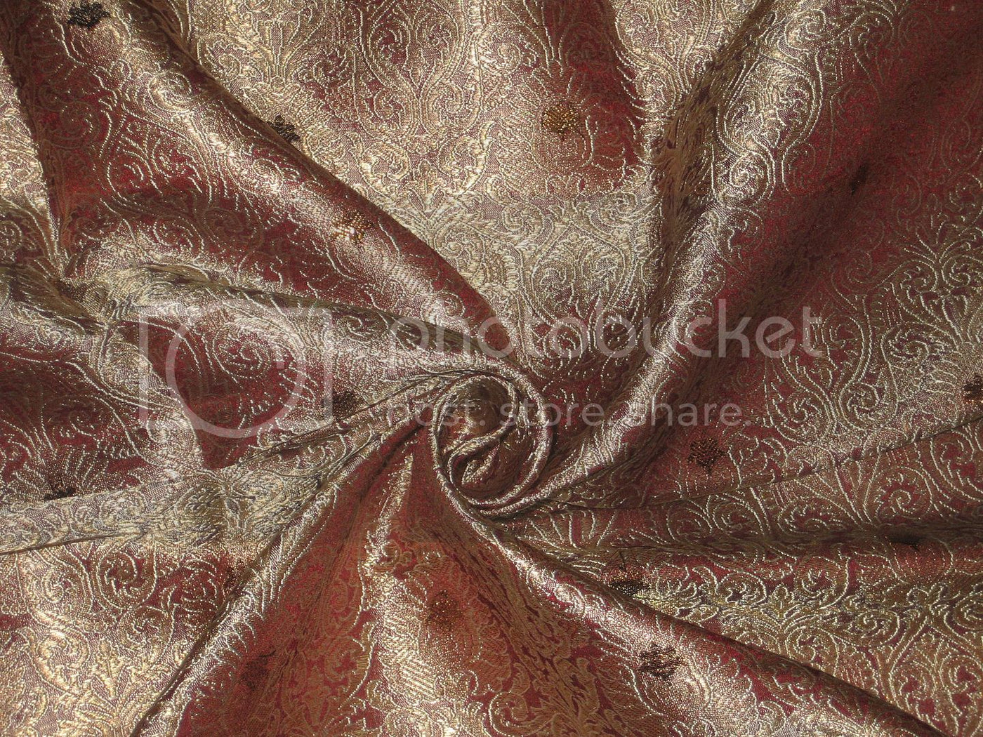 Silk Brocade fabric Gold,Bronze metallic &amp; Antique Rose color [BRO198[4]