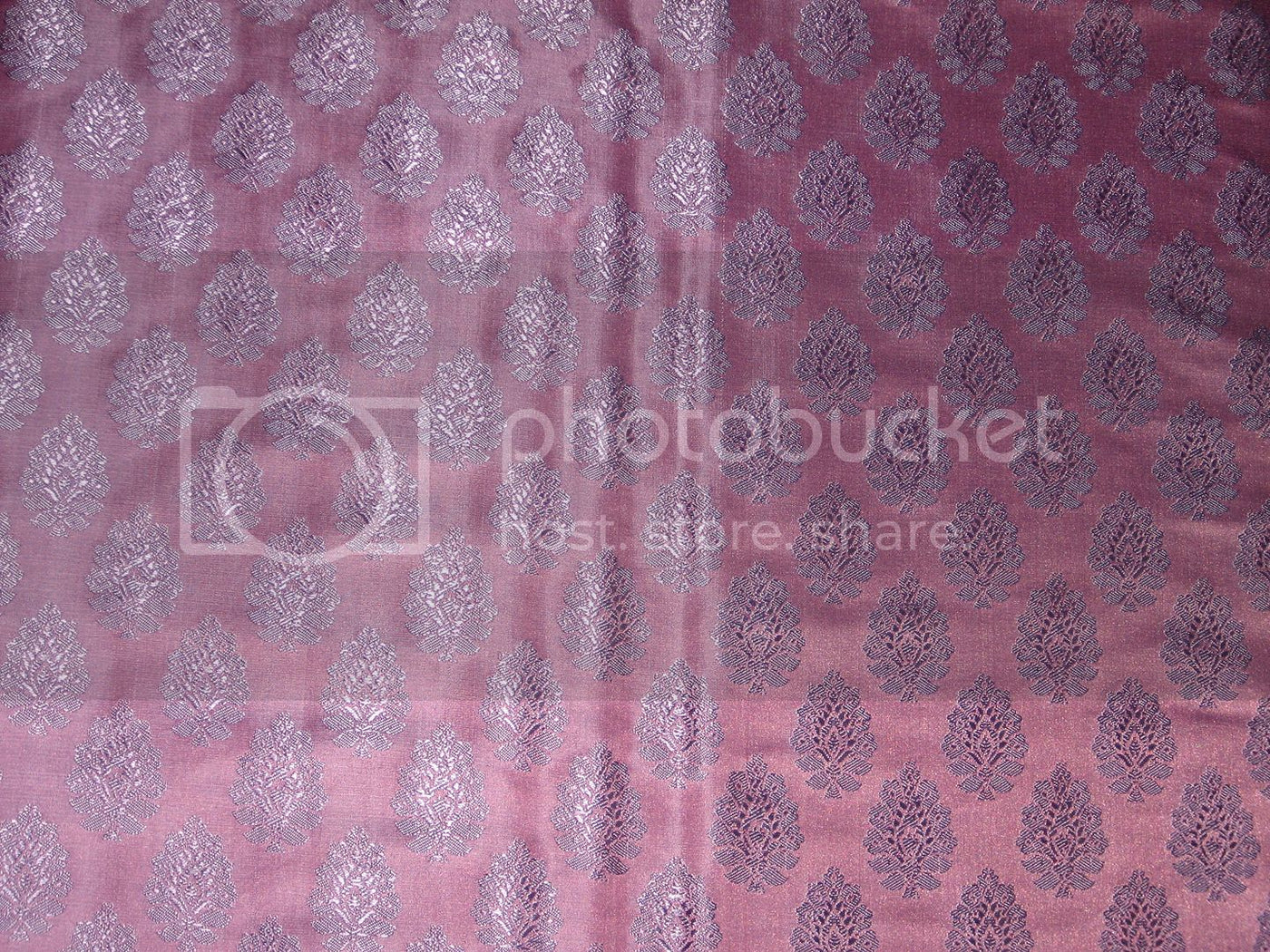 Spun Silk Brocade Fabric Pinkish Lavender &amp; Lilac 44&quot;