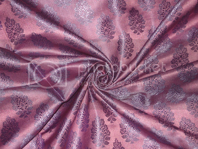 Spun Silk Brocade Fabric Pinkish Lavender &amp; Lilac 44&quot;