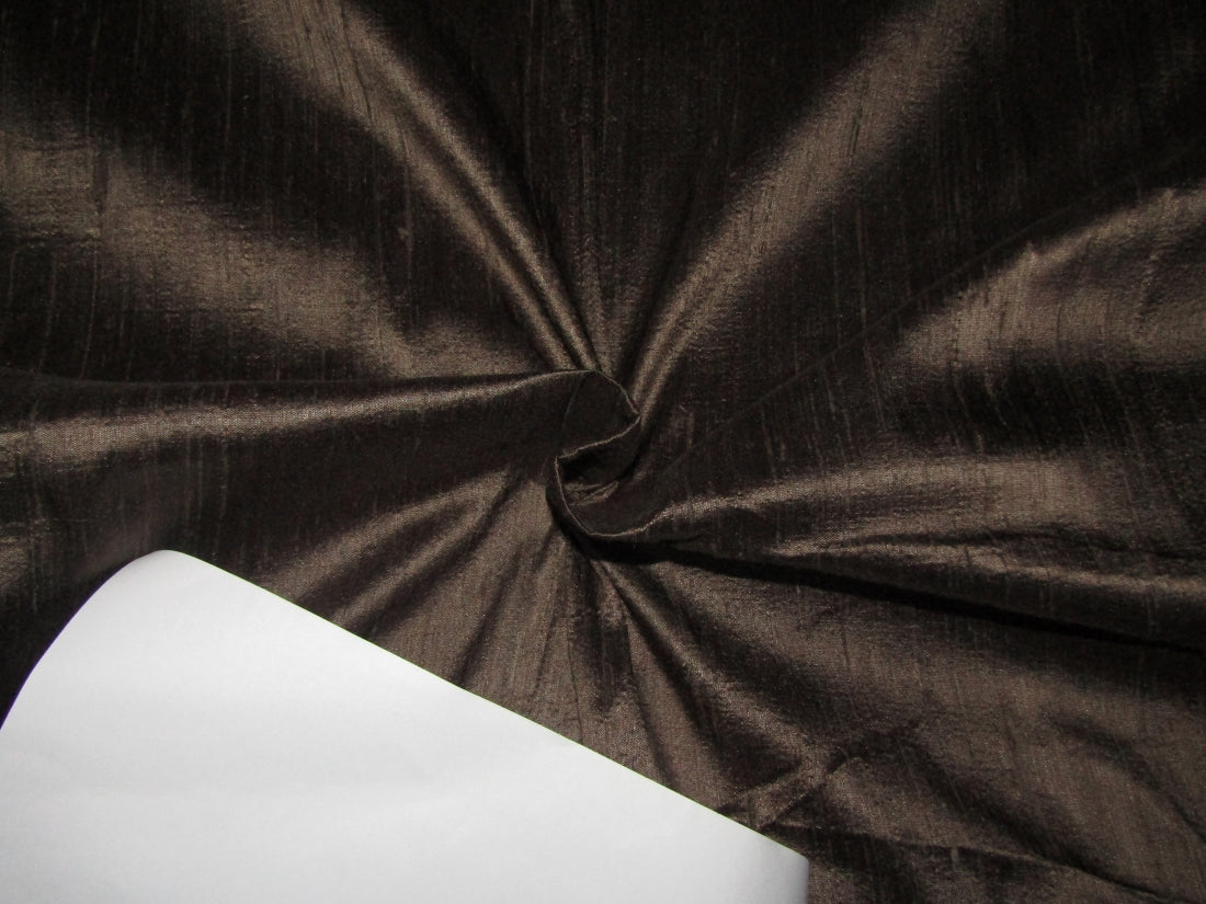 100% PURE SILK DUPIONI FABRIC BARK BROWN colour 54&quot; wide