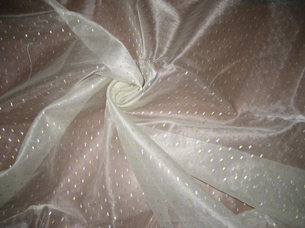 Jacquard silk Organza fabric Metallic Gold / silver motifs pktc9[2]