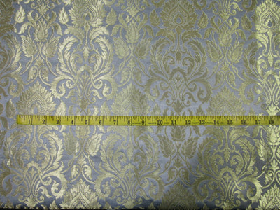 Heavy Brocade fabric BLUEISH GREY x metallic gold color 36&quot;