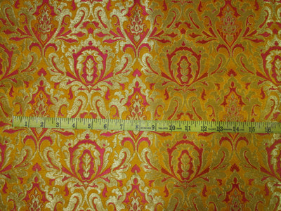 Heavy Brocade fabric mango gold/pink x metallic gold color 36&quot;