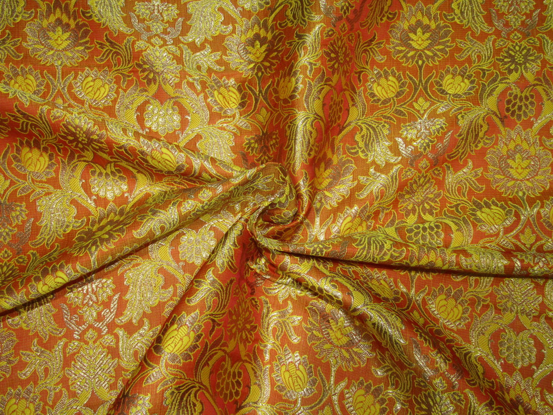 Brocade fabric mango gold/yellow x metallic gold color 44&quot;