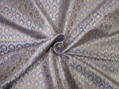 Brocade jacquard fabric royal blue x metallic gold color 44&quot;