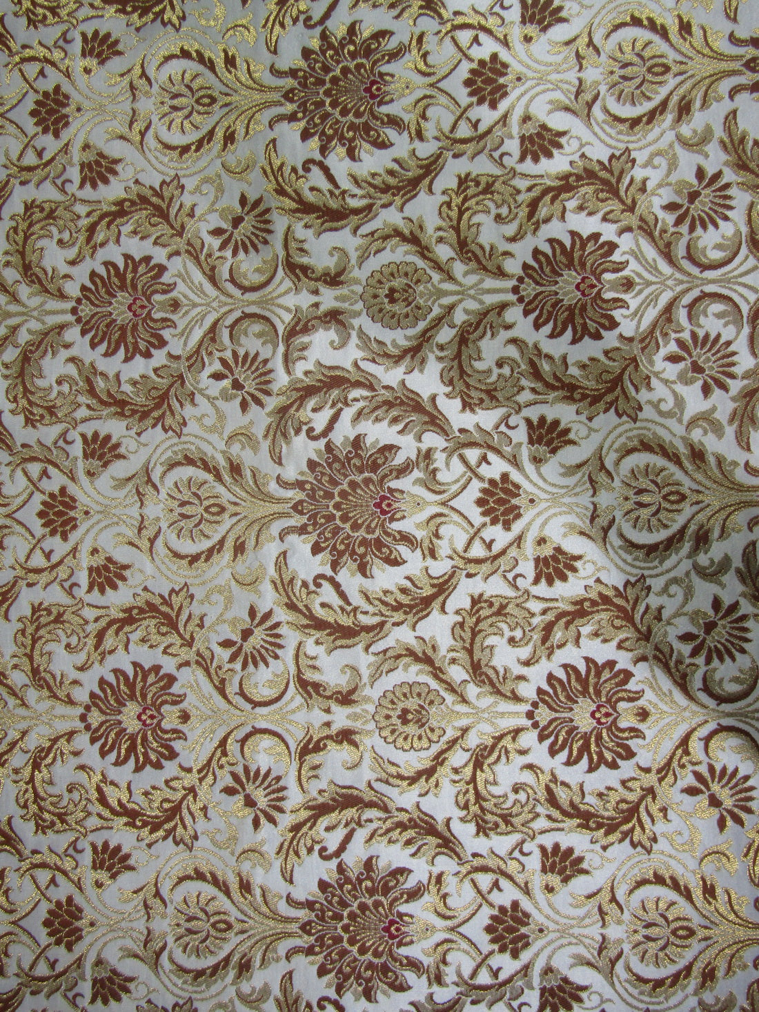 Heavy Brocade fabric ivory /brown x metallic gold color 36&quot;