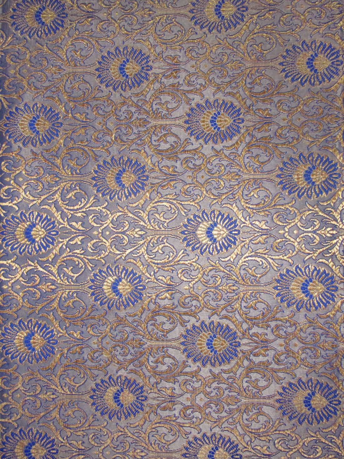 Brocade jacquard fabric royal blue x metallic gold color 44&quot;