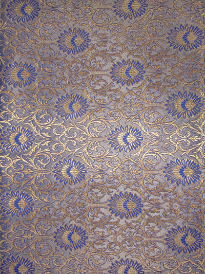 Brocade jacquard fabric royal blue x metallic gold color 44&quot;