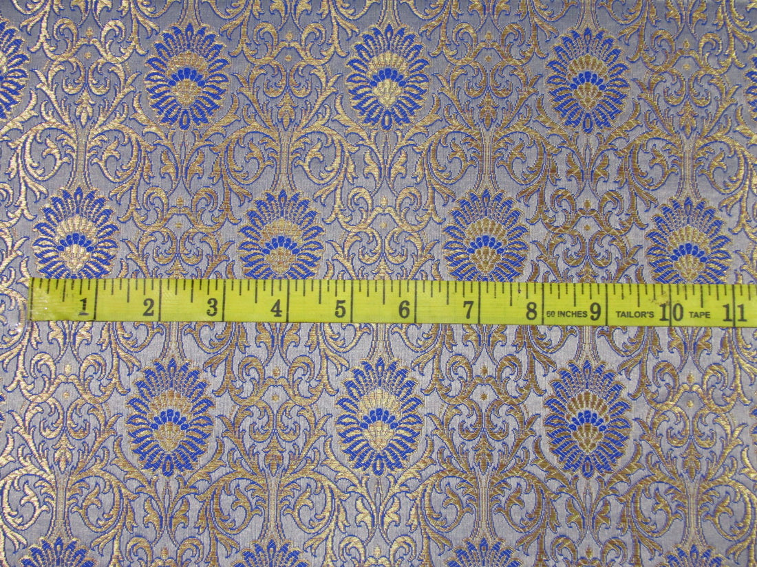 Brocade jacquard fabric royal blue x metallic gold color 44&quot;