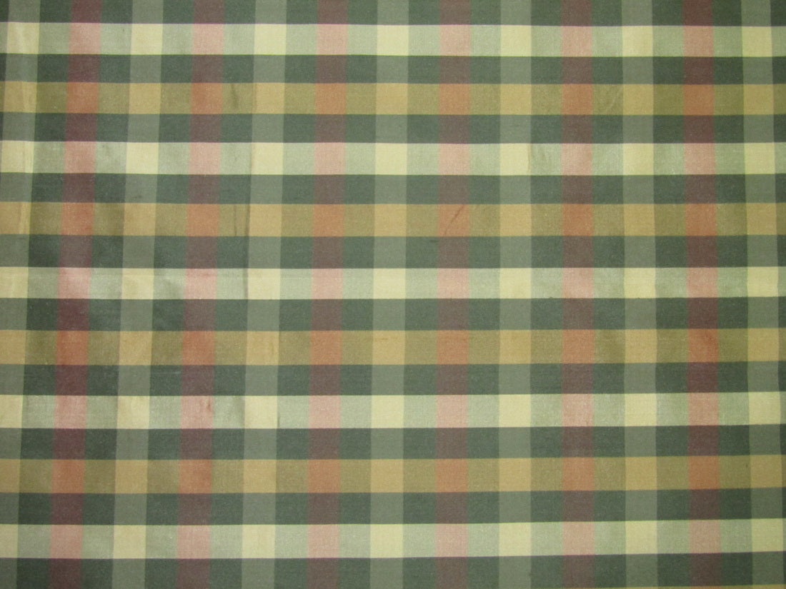 100% SILK Dupioni MULTI color plaids FABRIC 54" wide DUPC105[1]