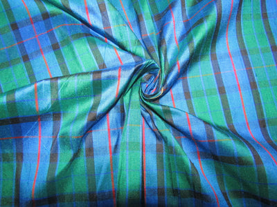 100% silk dupion blue green and red Plaids fabric 54&quot; wide dupnewc3[1]