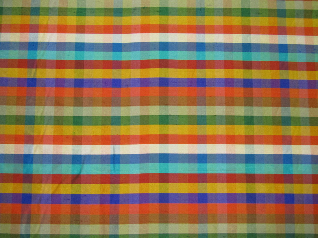 100% SILK Dupioni MULTI color Plaids FABRIC 54&quot; wide DUPC110[1]