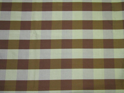 100% SILK Dupioni BROWN AND OLIVE GREEN color plaids FABRIC 54&quot; wide DUPC110[2]