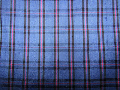 100% silk dupion fabric blue and pink PLAIDS 54&quot;wide dupnewc4[6]