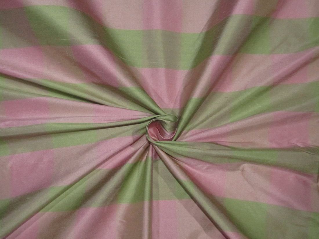 100% SILK Dupioni PASTEL PINK AND GREEN color plaids FABRIC 54&quot; wide DUPC110[3]