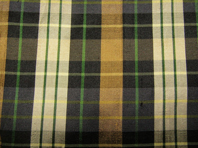 100% silk dupion brown black and beige Plaids fabric 54&quot; wide dupnewc17[4]