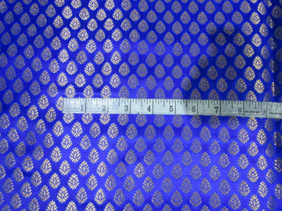 Brocade Fabric royal blue x metallic gold color motif 44&quot;