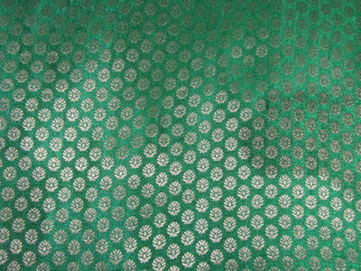 Brocade Fabric green x metallic gold color motif 44&quot;