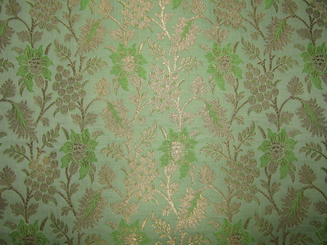 Brocade Fabric rich green x metallic gold color 44&quot;BRO676[2]