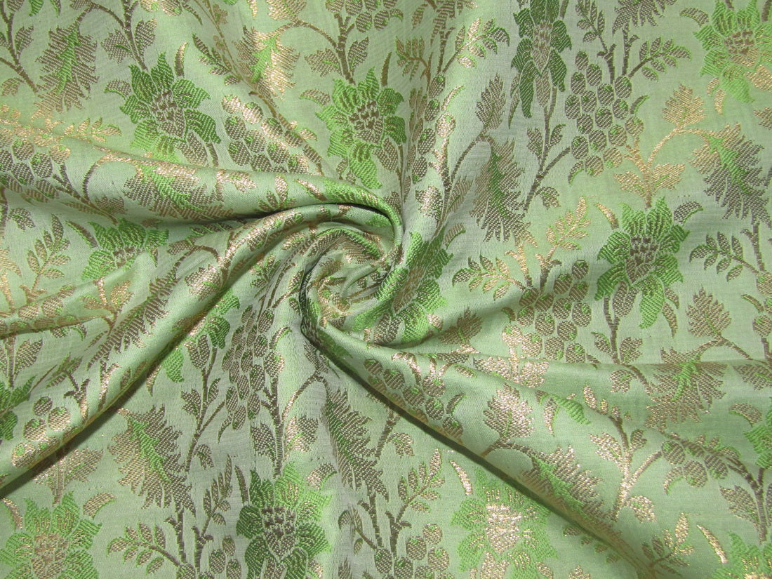 Brocade Fabric rich green x metallic gold color 44&quot;BRO676[2]