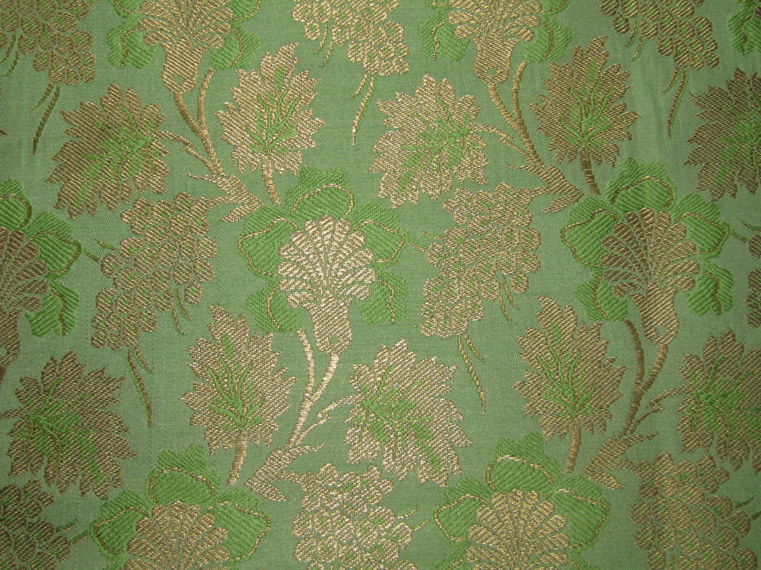 Brocade Fabric green x metallic gold color 44&quot;