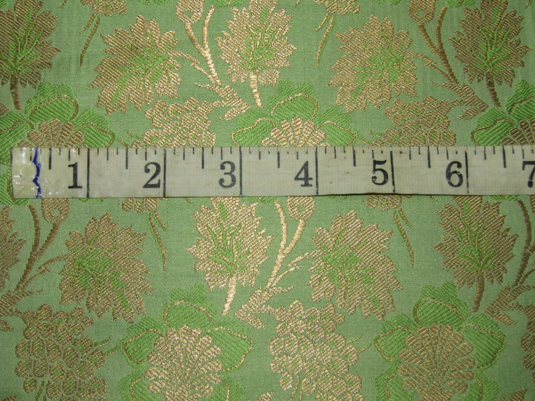 Brocade Fabric green x metallic gold color 44&quot;