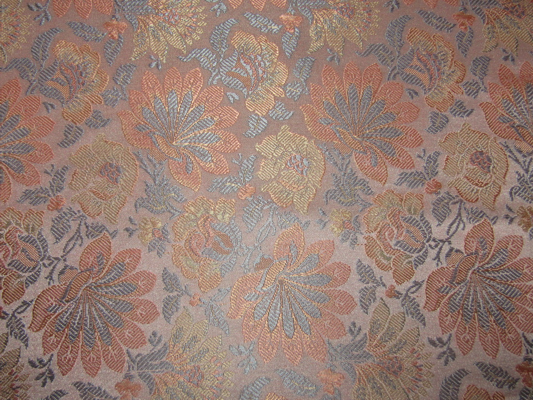 Brocade fabric english peachy pink x blue 44" wide BRO669[1]