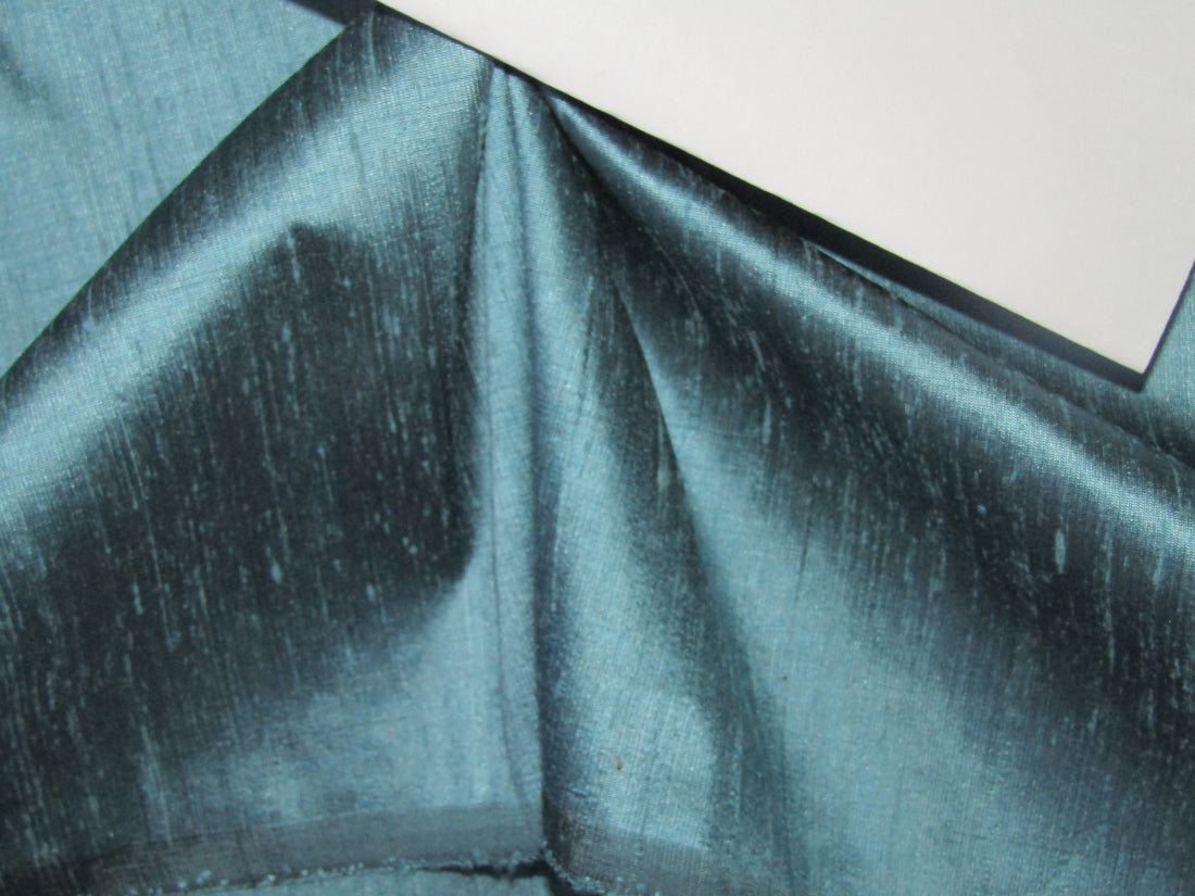 100% PURE SILK DUPIONI FABRIC SLATE BLUE 44" wide WITH SLUBS MM45[3]