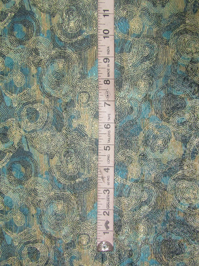 Brocade JACQUARD 44&quot; BLUE BLACK AND GOLD geometric design