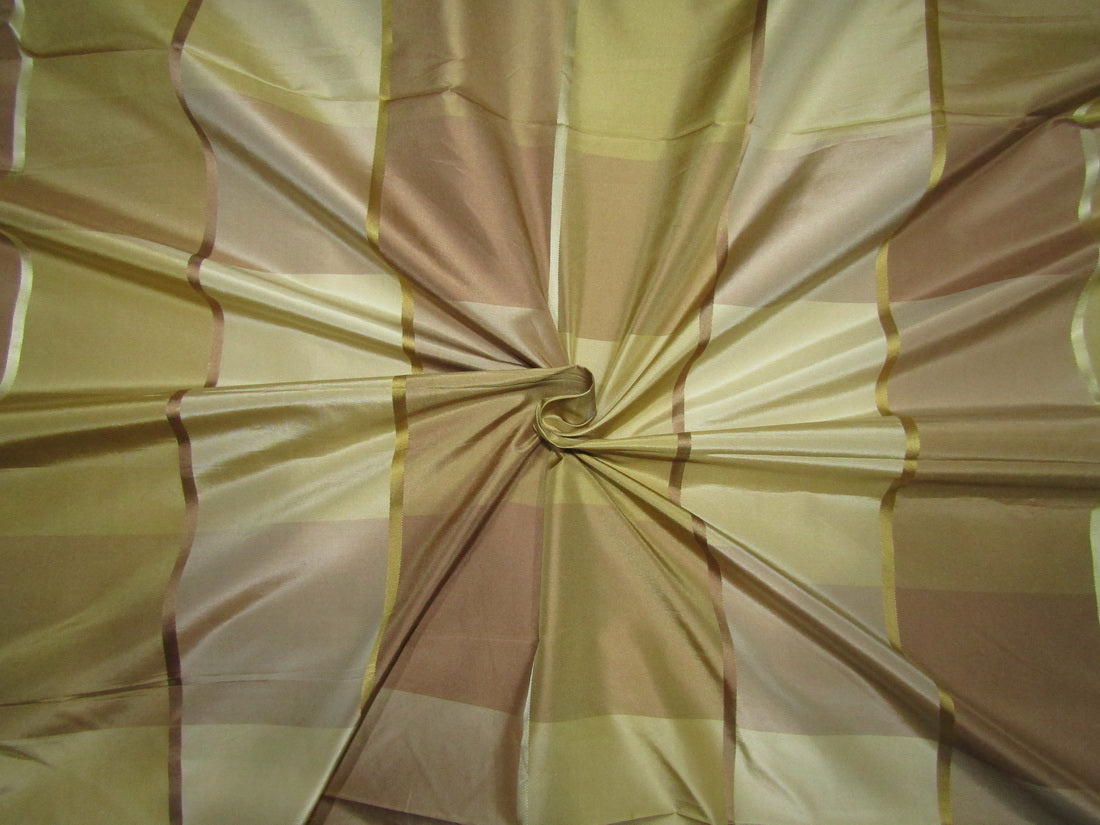 silk taffeta 4 x 4&quot; plaids w/satin stripes shades of gold 54&quot; wide TAF#CS6[2]