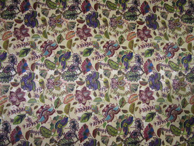 SILK BROCADE FABRIC cream and multi color floral 44" wide BRO707A[1]