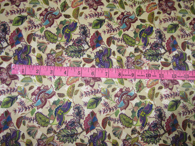 SILK BROCADE FABRIC cream and multi color floral 44" wide BRO707A[1]