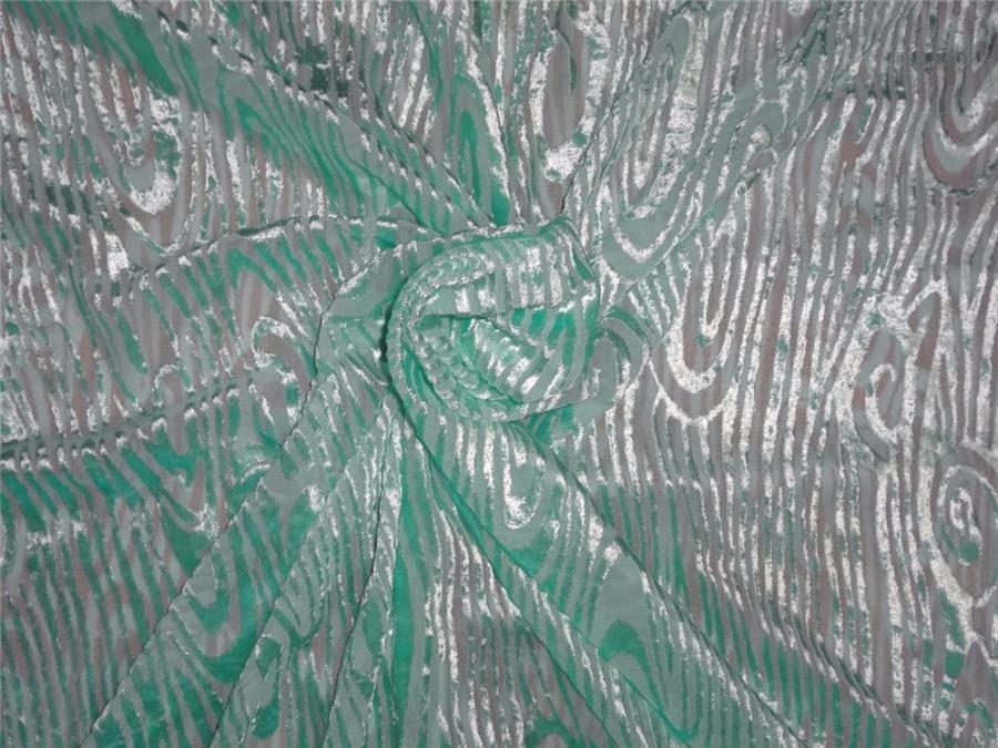 Mint Green Devore Polyester Viscose Burnout Velvet fabric 44" wide [8066]