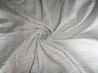 100% Linen Grey Silver and Blue stripe Fabric 60" wide [6907]