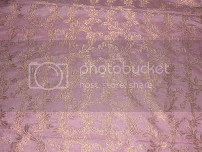 PURE SILK BROCADE FABRIC Pink &amp; Metallic Gold Color 44" wide BRO201[2]