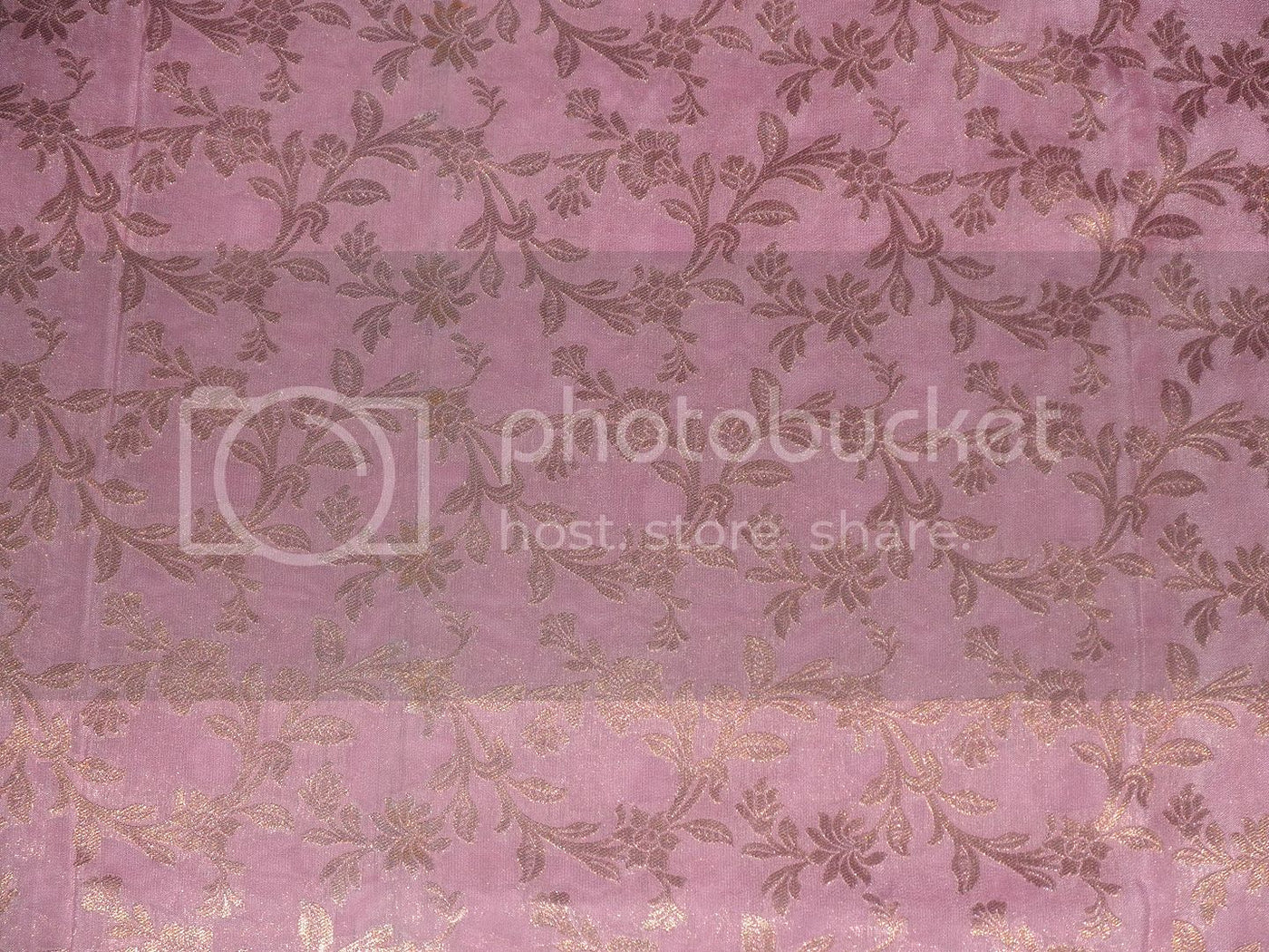 PURE SILK BROCADE FABRIC Pink &amp; Metallic Gold Color 44" wide BRO201[2]