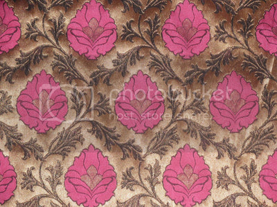 Pure Silk Brocade Fabric Pink,Black &amp; Metallic Gold color 44" wide Bro130[4]